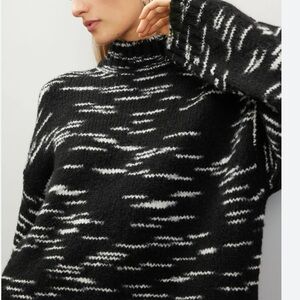 INTERMIX Black and White Turtleneck Sweater